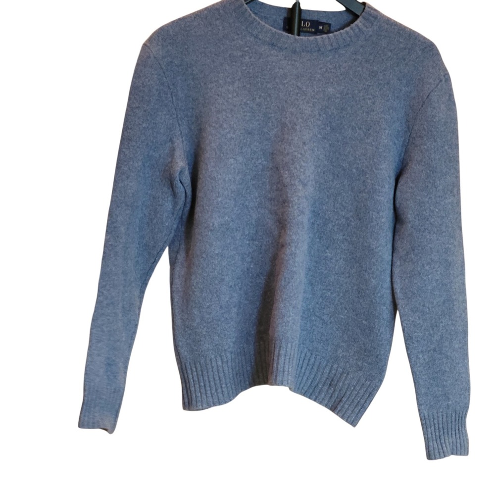 Polo Ralph Lauren Sweater Womens Medium Blue Merino Wool Cashmere Crewneck - Picture 2 of 14